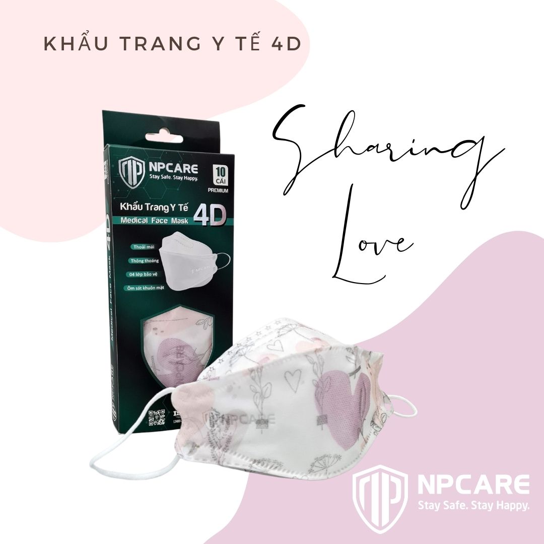 Khẩu trang y tế 4D (KF94) NPCARE Sharing Love (H/10c)