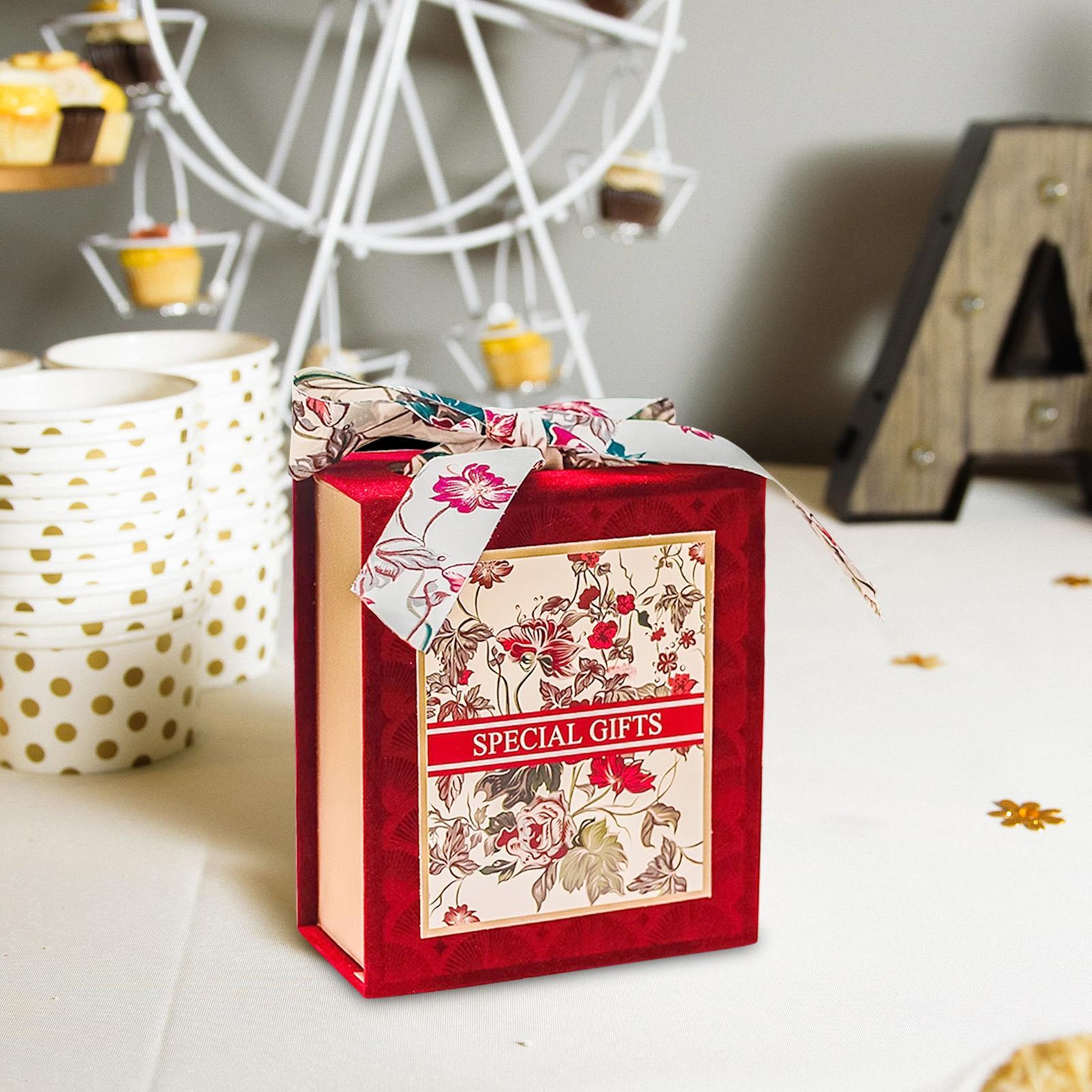 Wedding Candy Box, Candy Box Banquet Exquisite Gift Box with Ribbon, Wedding Favor Box for Mother's Day Party Graduation Table Decoration