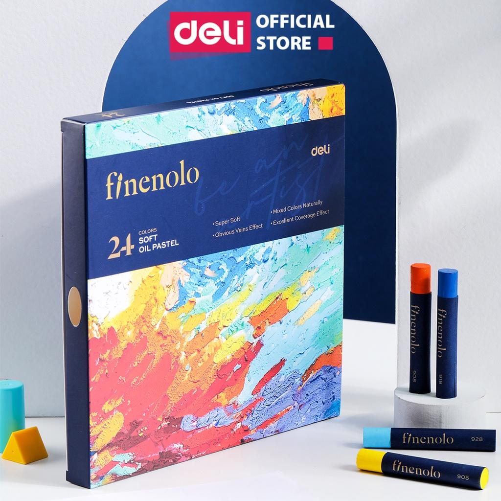 Bút Màu Sáp Dầu Chuyên Nghiệp Oil Pastels Phiên Bản Cao Cấp Finenolo Vẽ Tranh Tô Màu Học Sinh Deli - Hộp Giấy Hiện Đại Chất Mềm Mịn - EC212