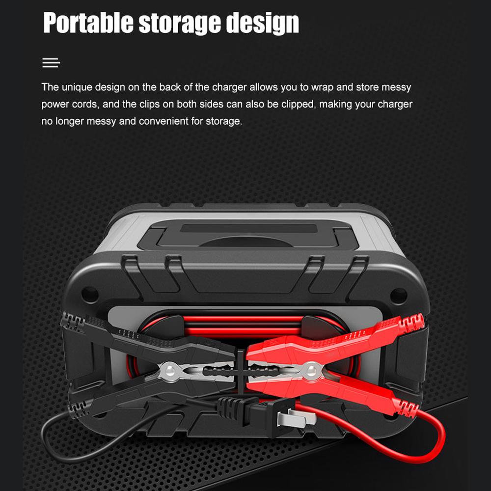 E-FAST Car Battery Chargers 12V Intelligent Pulse Repairing Charge Device Automotive Battery Trickle Maintainer with LCD Digital Display for Car Truck Motorcycle Battery Leadacid Battery Lithium Battery
