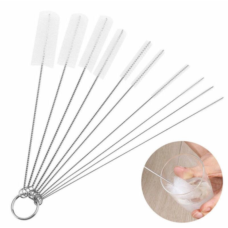 1 cái Cọ làm sạch chai lọ nhỏ dài ống hút ly nhỏ Dụng cụ làm sạch nhà bếp 10pcs set.