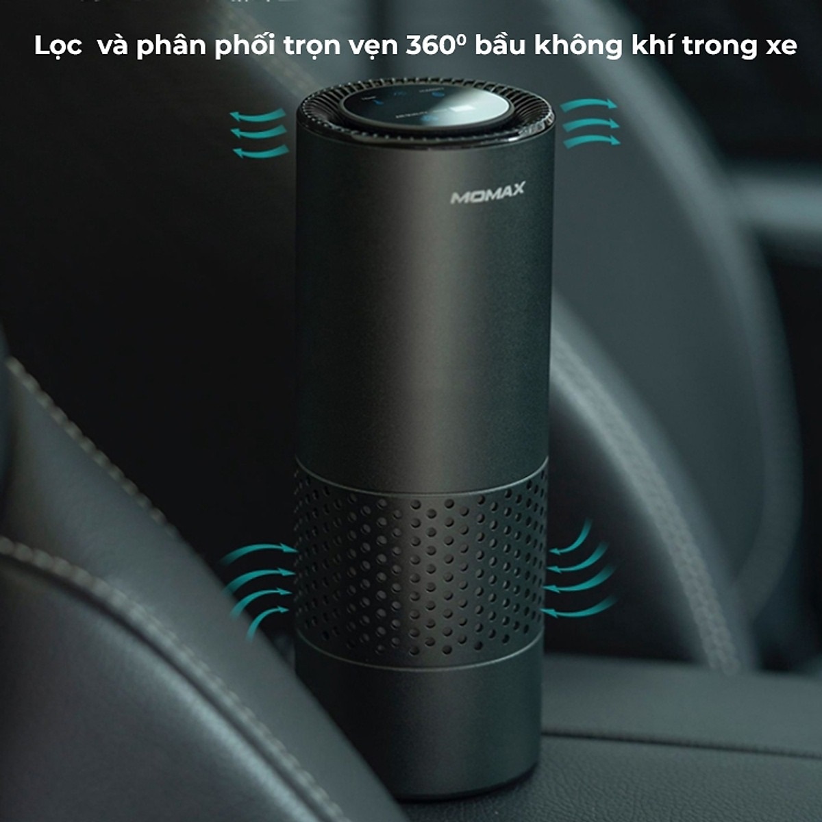 Máy lọc không khí ô tô kháng khuấn Ion âm Sothing Momax Pure Go, Bộ lọc Hepa H11 carbon hoạt tính- Hàng Chính Hãng