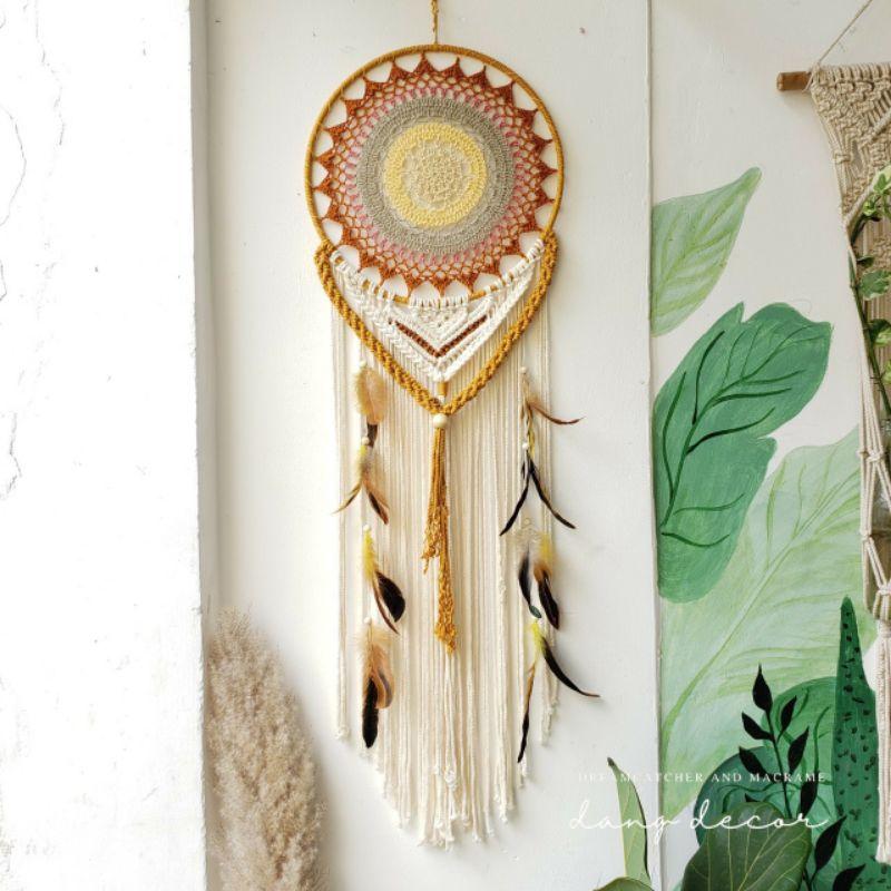 Set dreamcatcher trang trí nhà cửa tông màu hồng đất pastel phong cách vintage
