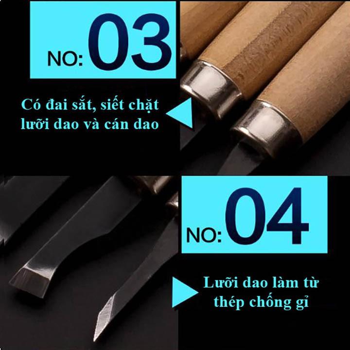 Bộ 12 dao khắc, đục, tiện gỗ V1