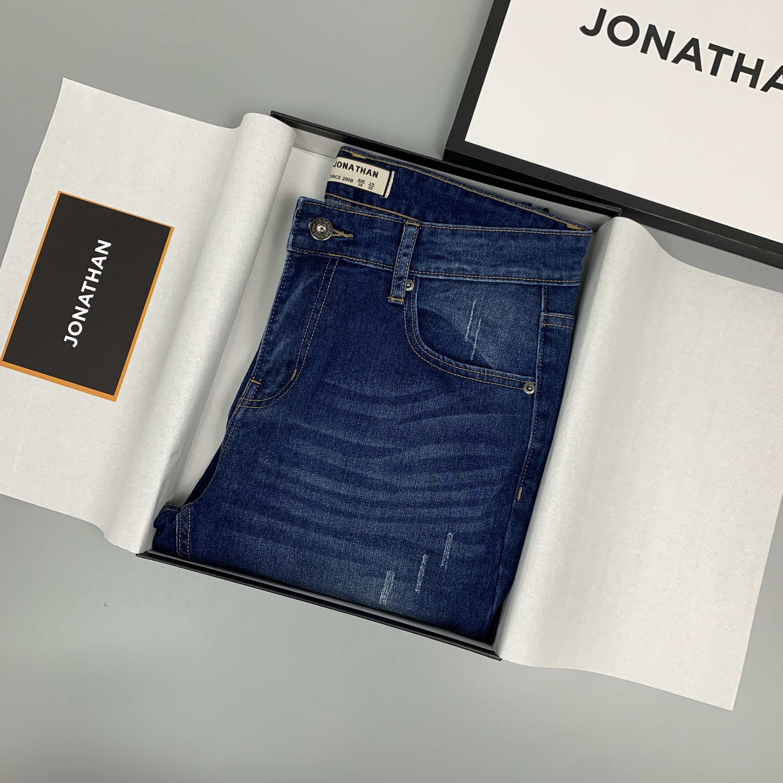 Quần jean nam xanh biển JONATHAN QJ058 vải denim cao cấp co giãn nhẹ 4 chiều, form dáng chuẩn đẹp, trẻ trung, hottrend