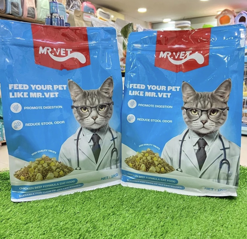 Hạt thức ăn cho mèo mọi lứa tuổi Mr.Vet  full topping gói seal 1kg