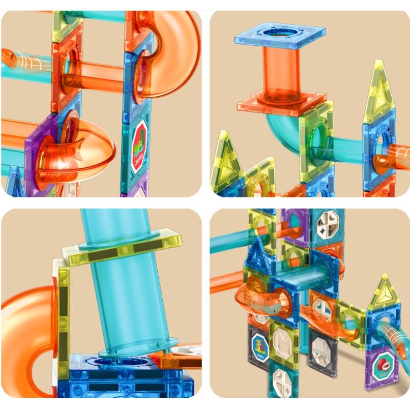 Bộ đồ chơi xếp hình nam châm 4D Magnetic Sticks cầu trượt thả bóng Đồ chơi thông minh giáo dục cho bé sáng tạo