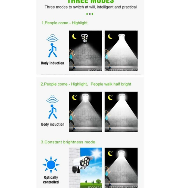 Đèn COB Cảm Biến Di Chuyển Thông Minh - Giả Camera Chống Trộm - Sử Dụng Năng Lượng Mặt trời - Chống Thấm Nước