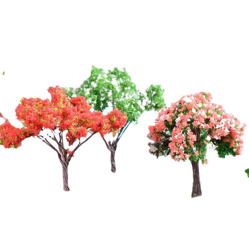 Mô hình cây hoa nhiều màu sắc, cây thông trang trí sân vườn, bàn làm việc văn phòng tiểu cảnh, sen đá, terrarium