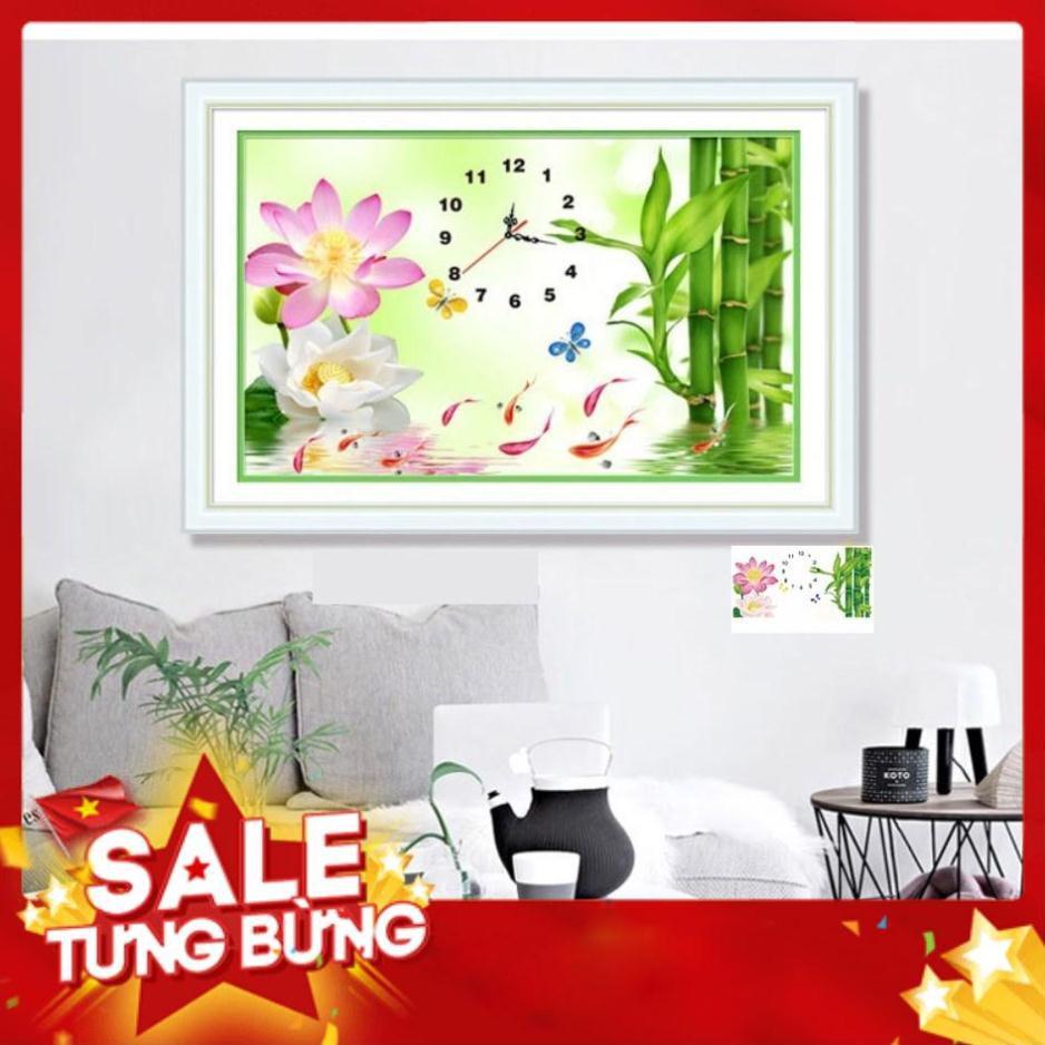 Tranh đính đá đồng hồ f2680 60x40cm