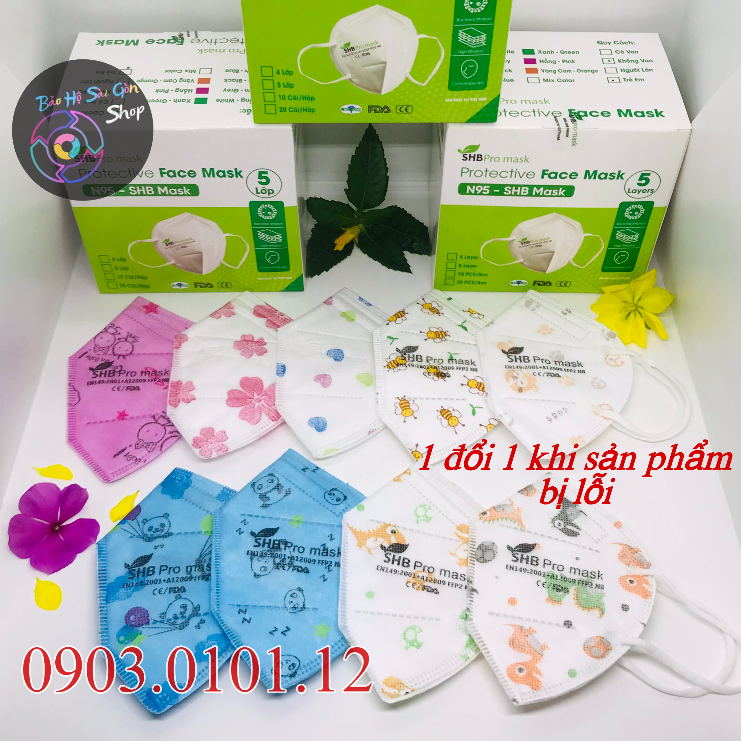 Khẩu trang n95 trẻ em SHB pro mask, Kn95 em bé 4 lớp kháng khuẩn chuẩn FFP2