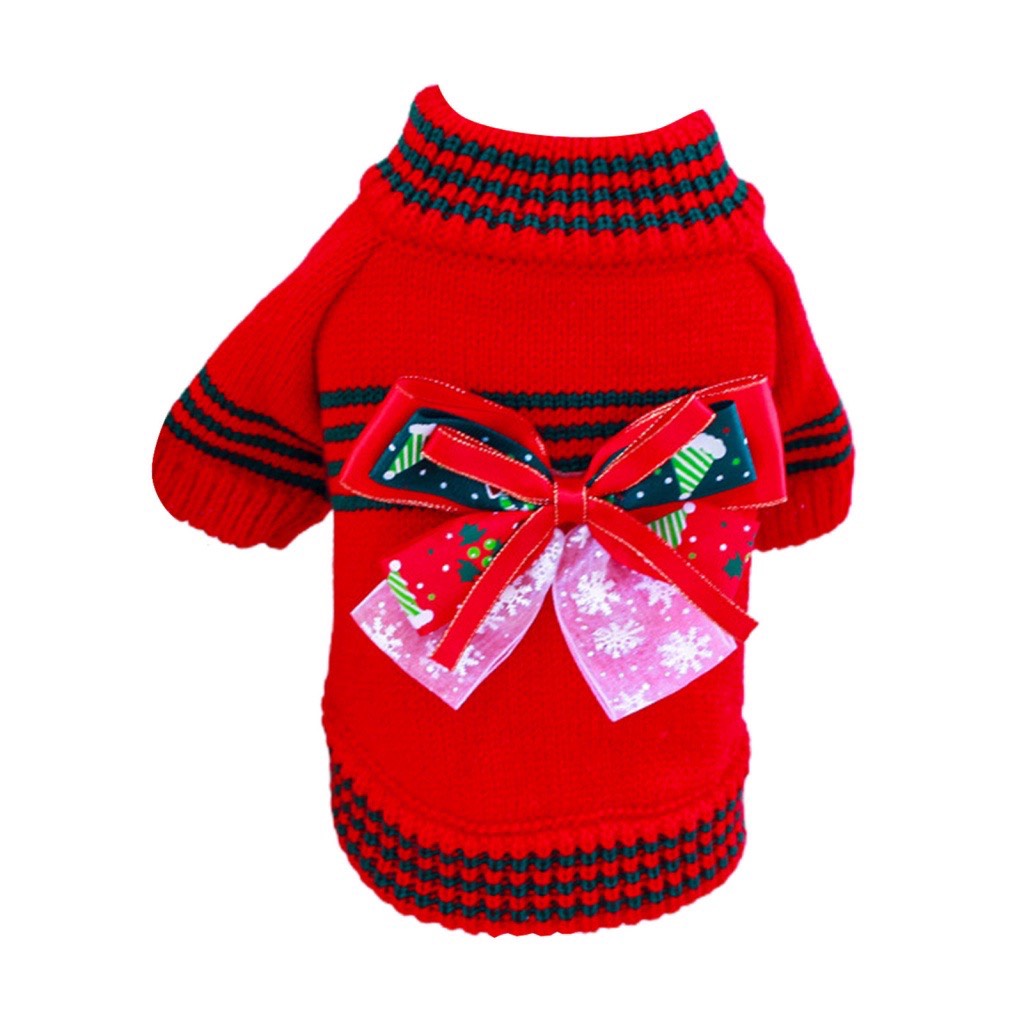 ÁO NOEL HÌNH NƠ TƯƠI SÁNG - DỊU DÀNG - ẤM ÁP CHO CHÓ MÈO