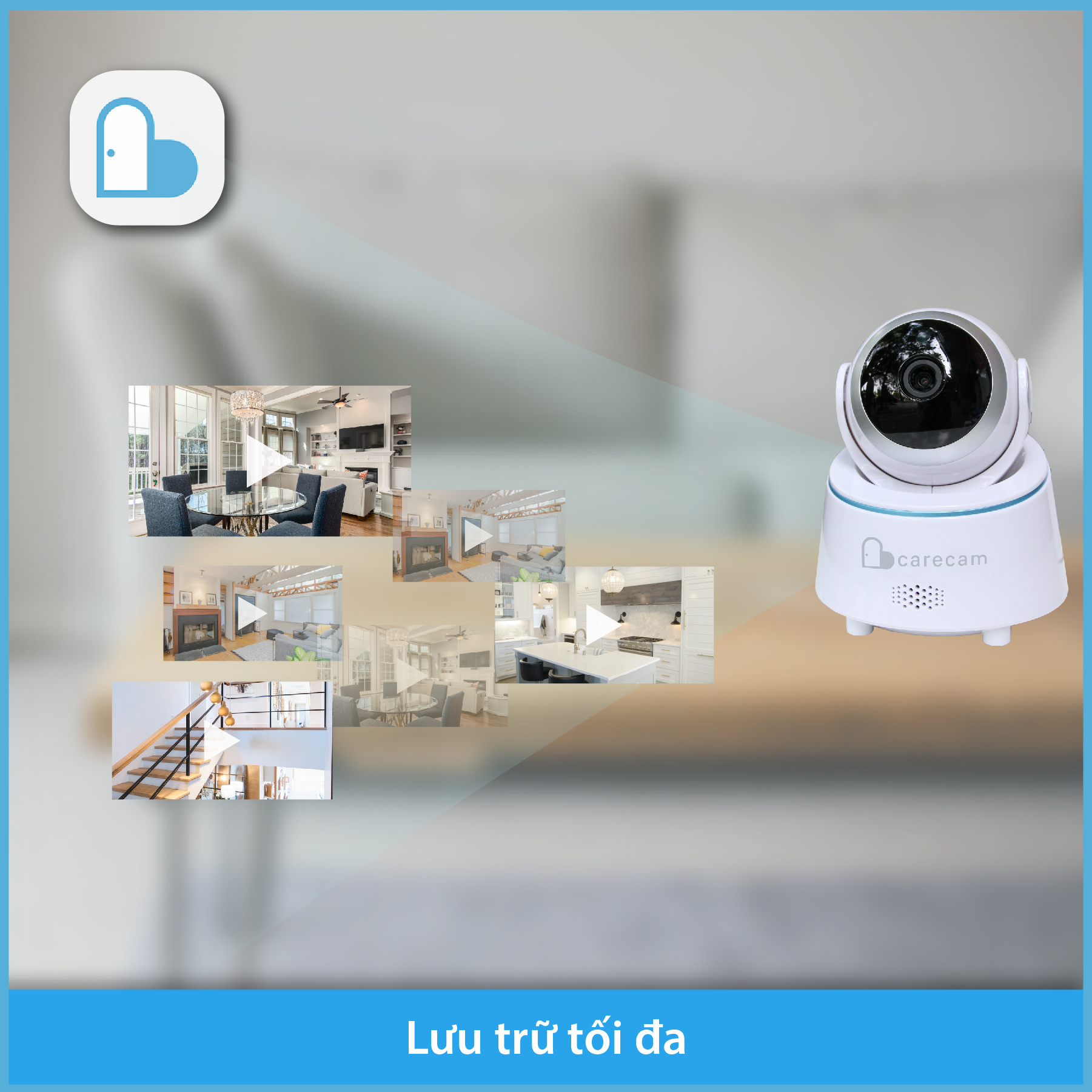 Camera wifi trong nhà Carecam LHY200 2.0MP Full HD, xoay 360 độ, đàm thoại 2 chiều, hỗ trợ thẻ nhớ lên đến 128G, Cảnh báo chống trộm, nhỏ gọn dễ lắp đặt – Hàng nhập khẩu