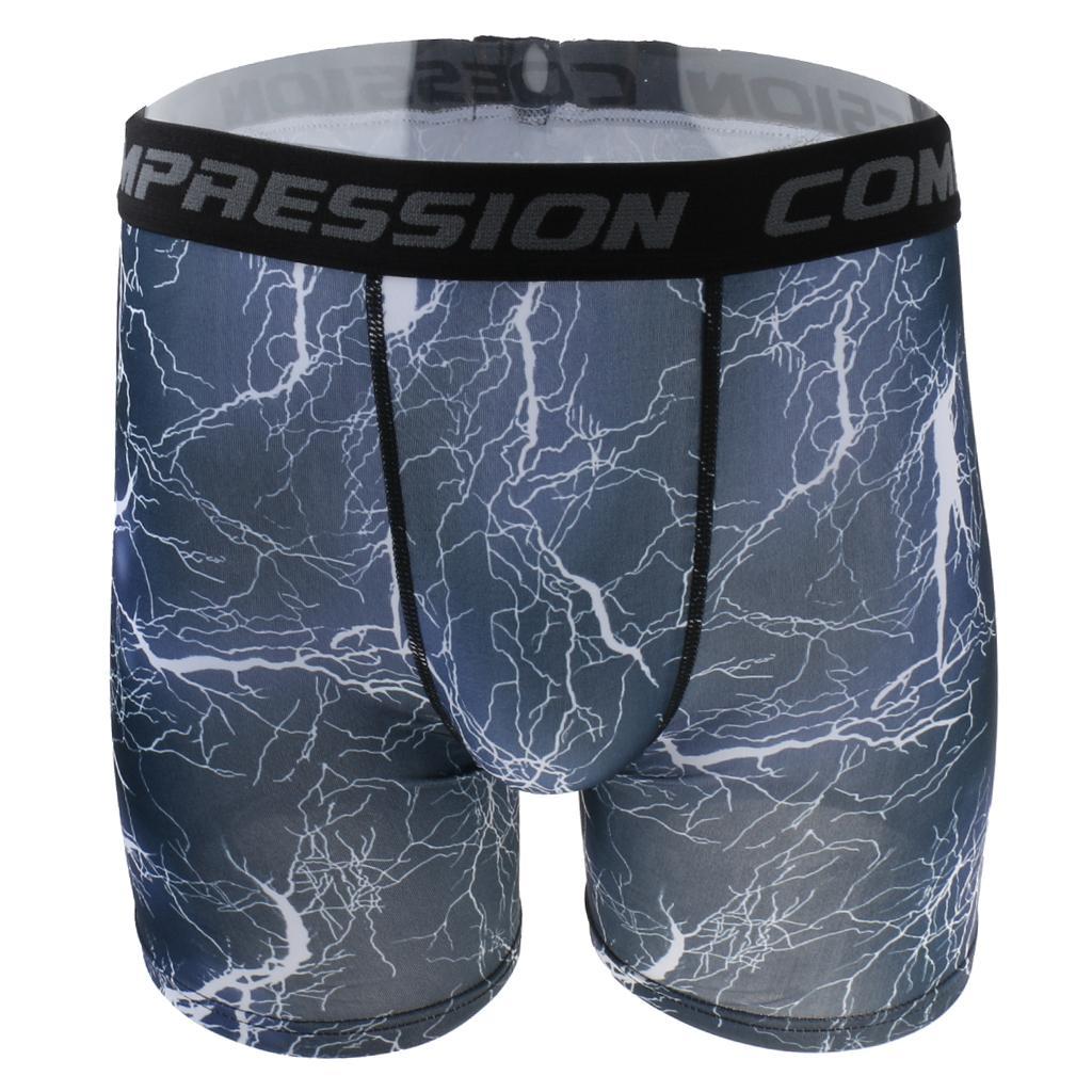 Mens High Elastic Printed Compression Shorts Fitness Sports Tights 1 XXL