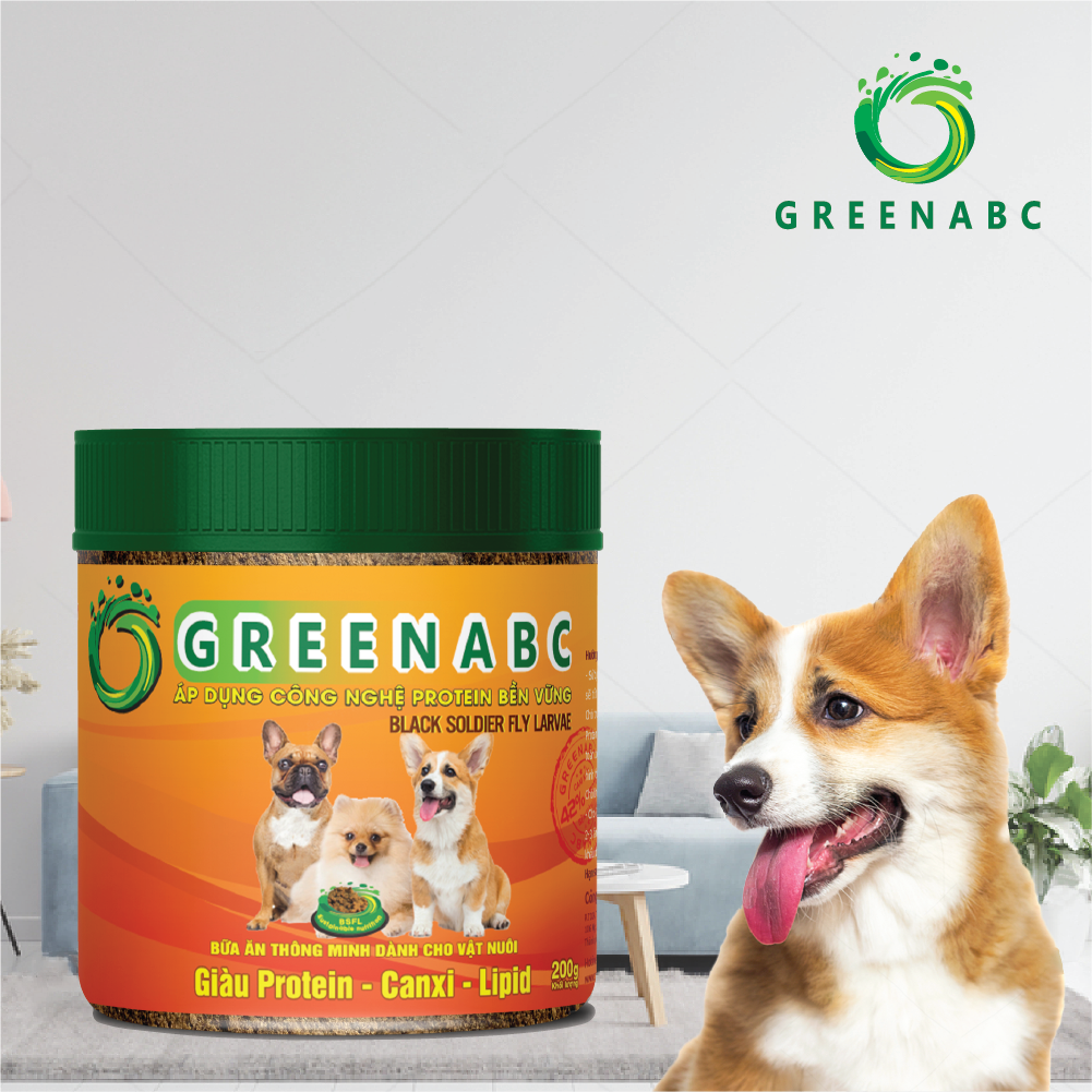 Thức ăn cho Chó GREENABC - Bột bổ sung đủ dinh dưỡng protein 44.9%, canxi 1.33%, lipid 20.1% giúp tiêu hóa tốt, tăng đề kháng, lông mượt - Hộp 200g