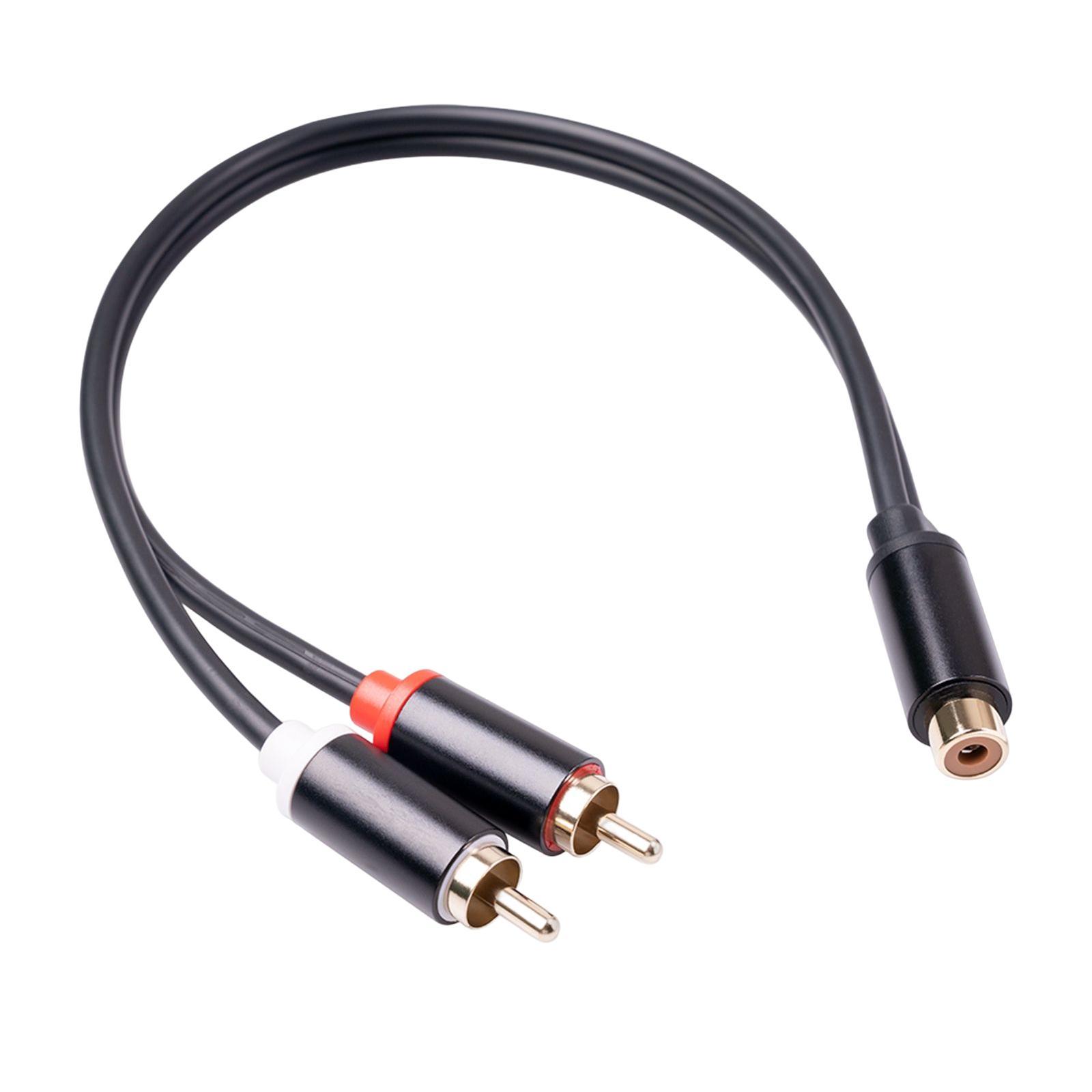 RCA to Dual RCA Cable 11.8in Female to Male Audio Converter Cord Solid for Amplifier