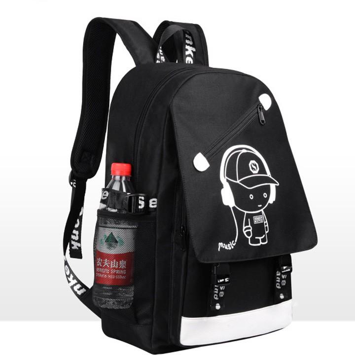 Combo balo phát sáng dạ quang Boymusic cao cấp Ohazo! + Dây cáp sạc USB xịn + Khóa số thông minh - Hàng HOT năm nay