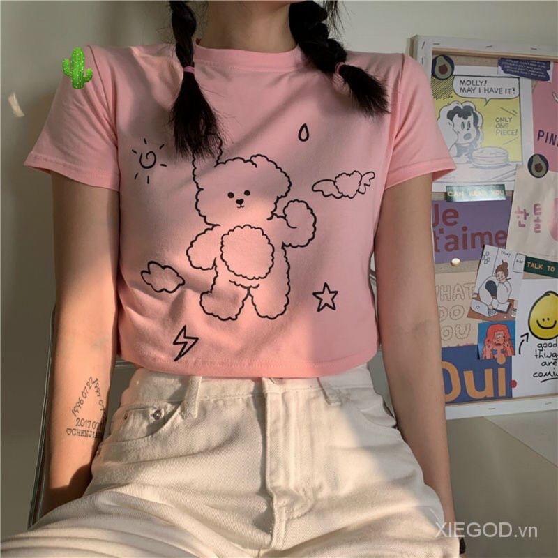 Áo croptop in hình GÂU' siêu cưng