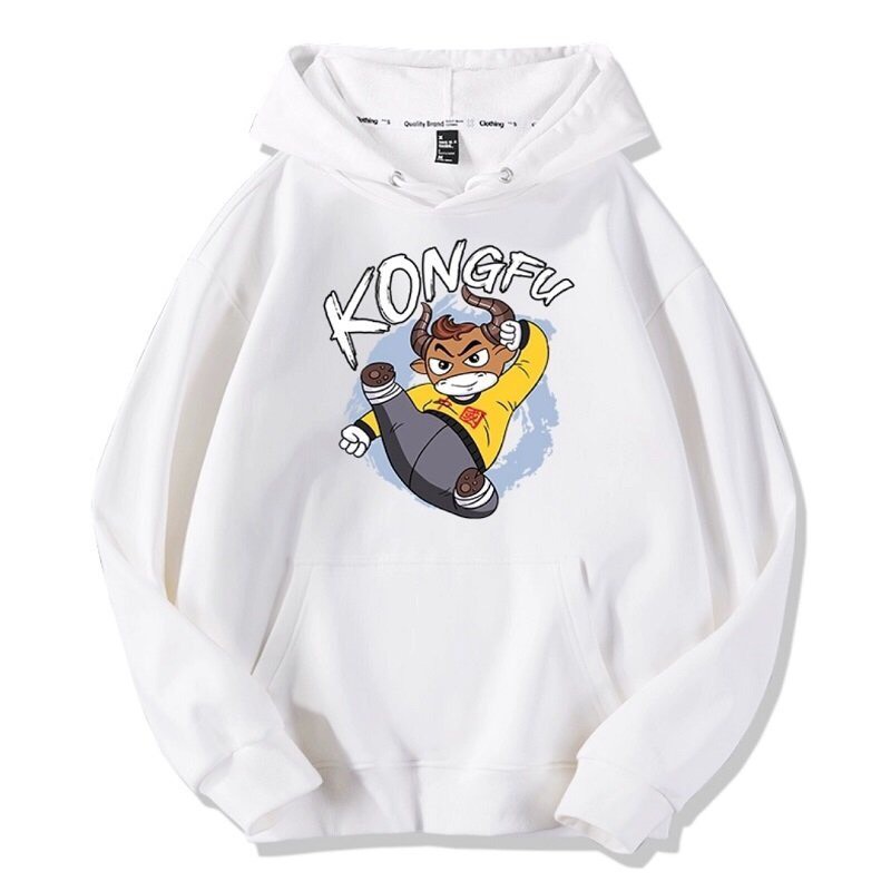 ÁO HOODIE NAM NỮ IN TRAU VÀNG KONGFU SIÊU CUTE