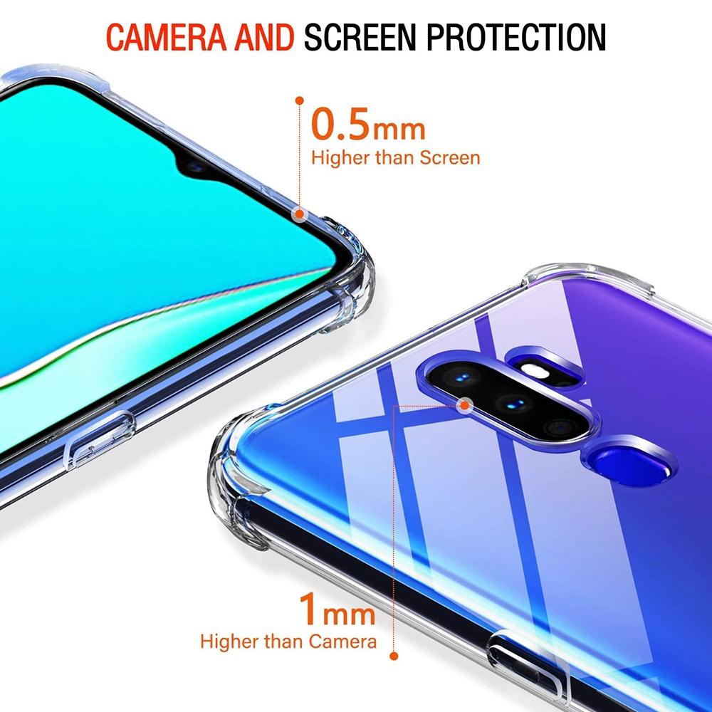 Ốp lưng cho Oppo A16 A16K A3S A5S A1K A5 A9 2020 A12 A7 A55 A74 A91 A93 Silicone Trong suốt Chống sốc