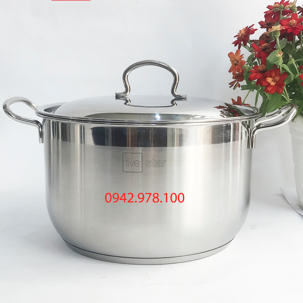 Nồi luộc gà 3 đáy inox 430 FiveStar Standard bếp từ nắp inox tặng 1 muỗng canh ( 26cm / 28cm / 30cm / 32cm / 36cm )