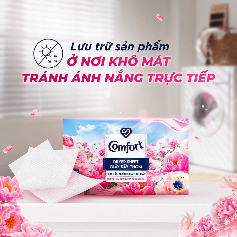 Combo 3 Hộp Giấy Thơm Comfort Dành Cho Máy Sấy Quần Áo Hương Mẫu Đơn Và Hoa Hồng Ohara 40 tờ