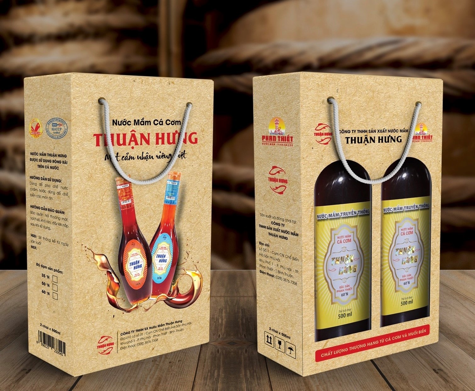 NƯỚC MẮM PHAN THIẾT CHAI THỦY TINH - THUẬN HƯNG 60 ĐẠM/1 HỘP 2 CHAI 500ML