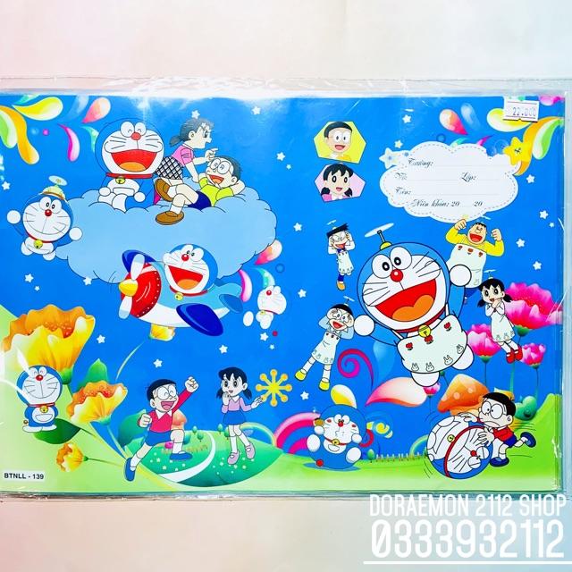 Combo 10 bìa bao sách có nhãn tên và giấy kiếng Doraemon