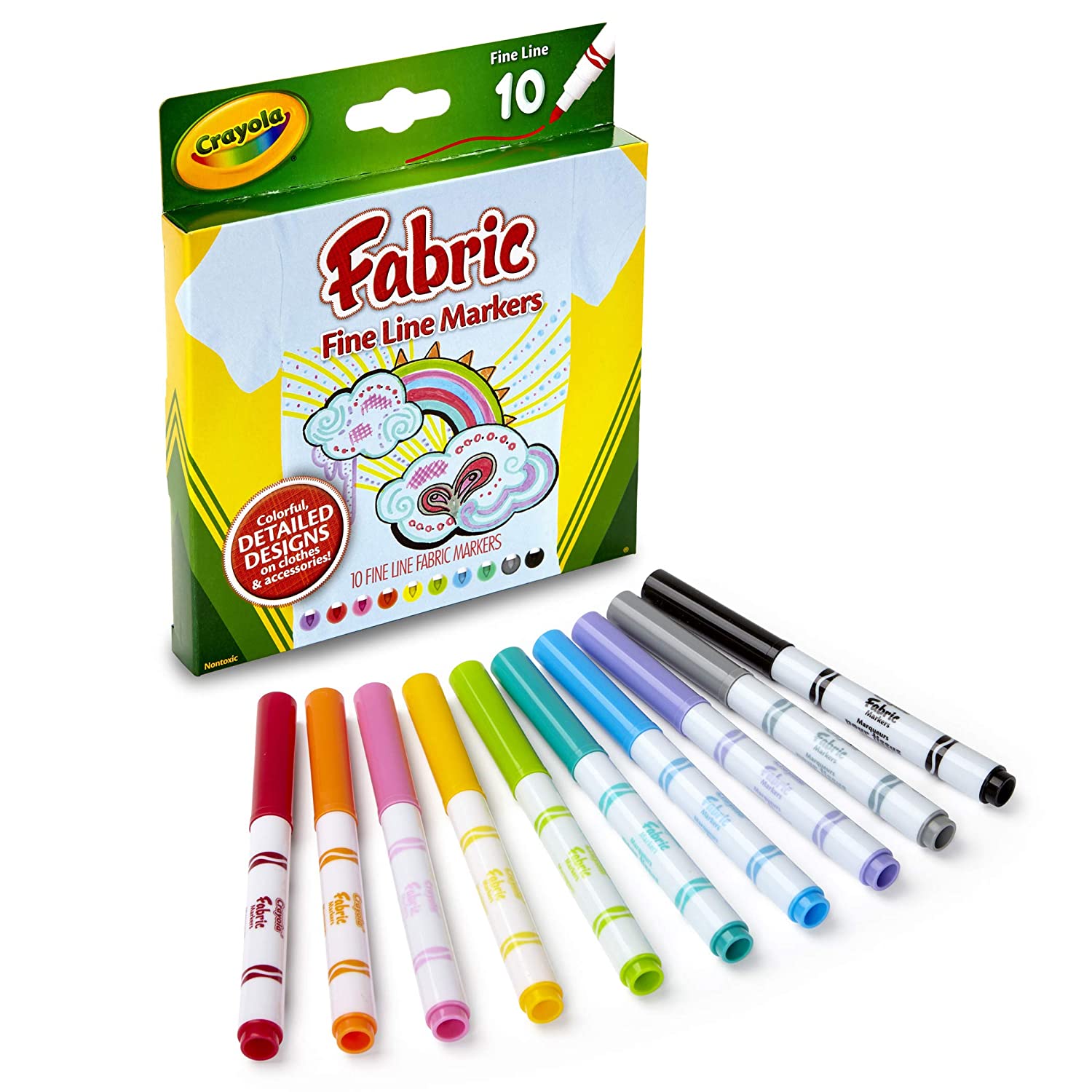 HỘP 10 BÚT LÔNG CRAYOLA NÉT MẢNH VẼ TRÊN VẢI &amp; PHỤ KIỆN