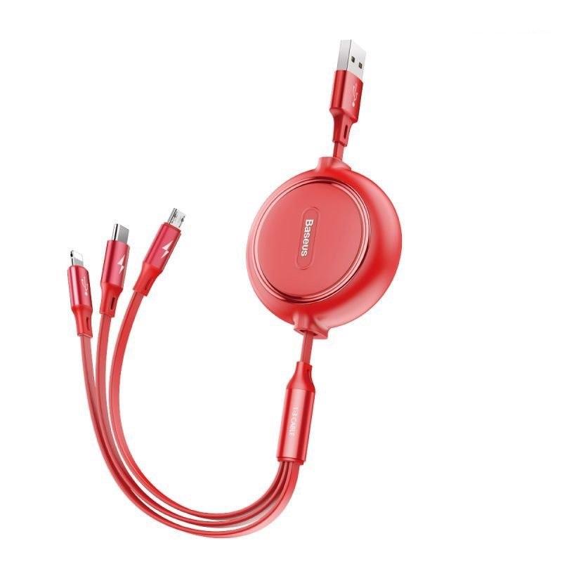 Cáp sạc dây rút 3 đầu Baseus Golden Loop 3 in 1 Elastic (3.5A, Type C/ Táo/ Micro USB, Adjustable, Fast Charge) (Hàng chính hãng