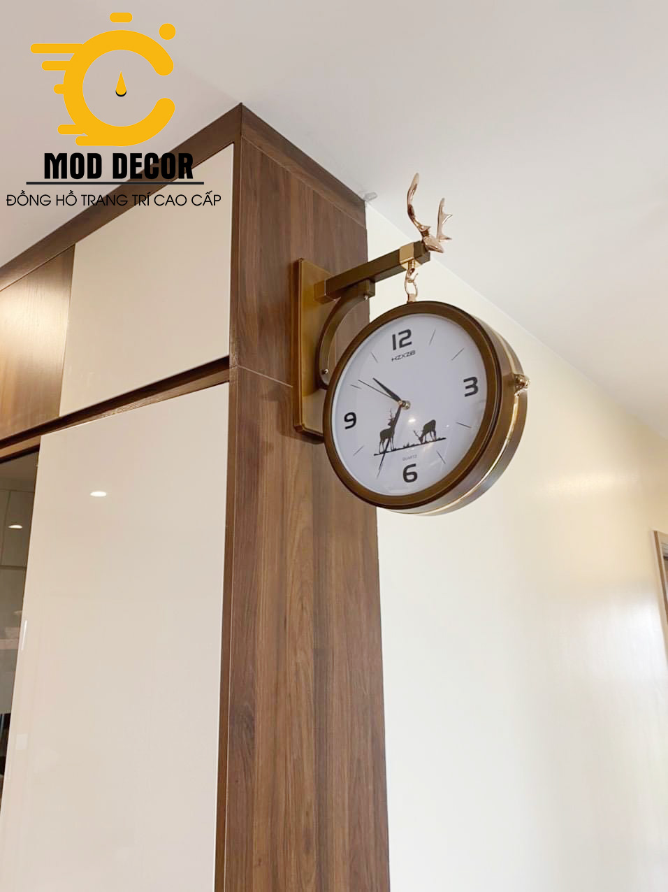 Đồng hồ treo tường Gỗ 2 mặt Hm7728-15