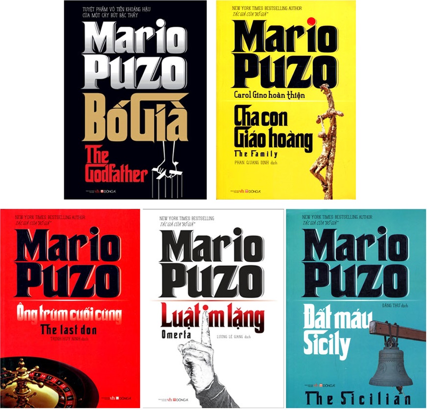 Bộ 5 tác phẩm của Mario Puzo về thế giới ngầm - Luật im lặng, Đất máu Sicily, Cha con giáo hoàng, Ông trùm cuối cùng, Bố già