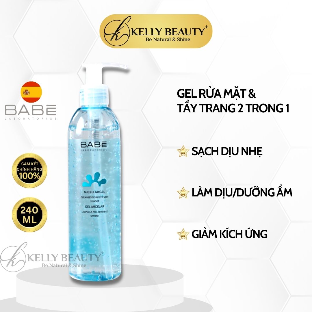 Gel Tẩy Trang Rửa Mặt BABE Micellar Gel - Làm Sạch Dịu Nhẹ, Dưỡng Ẩm Giúp Da Mềm Mại, Mịn Màng | Kelly Beauty