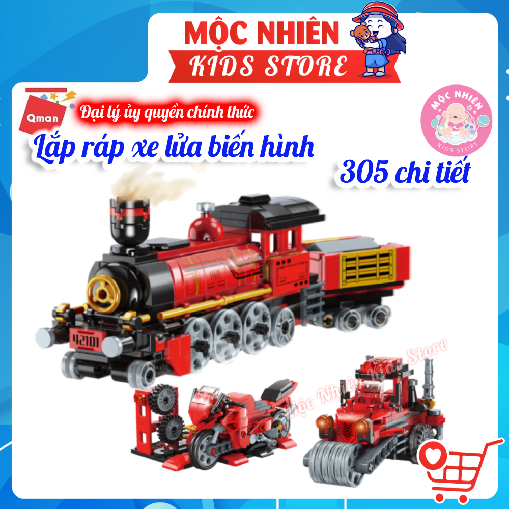 Đồ chơi xếp hình Qman 42101 - Tàu hỏa biến hình (305 mảnh ghép)