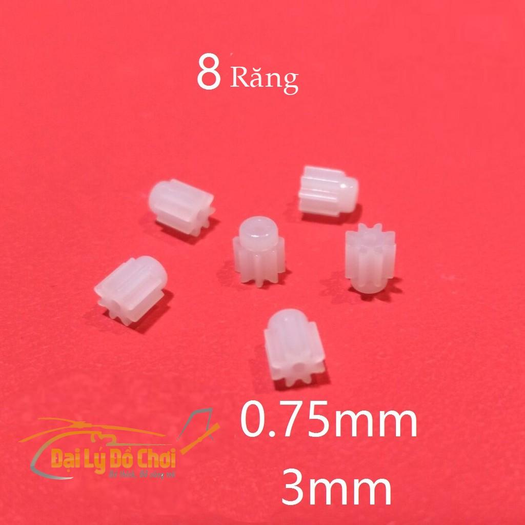 Bánh răng nhựa 8 răng trục 0.75mm nối trục động cơ