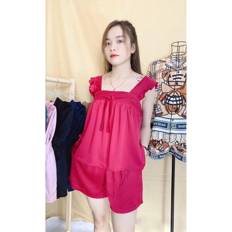 Đồ Ngủ Sexy Nữ 2 Dây Đồ Bộ Mặc Nhà Hai Dây Set Ngủ Chất Lụa Mát Mềm Mại Gợi Cảm S09