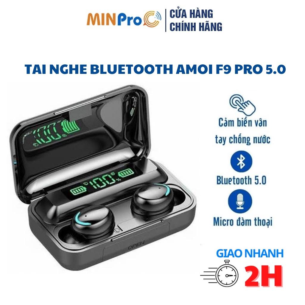 Tai nghe Bluetooth không dây F9 PRO MINPRO 5.0 cảm biến vân tay chống nước kèm sạc dự phòng 2.000mAh