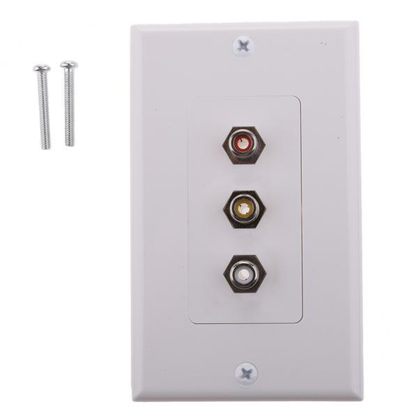 2xCable Decoration Wall Plate Insert 3 RCA Couplers Female,Red/White/Yellow US