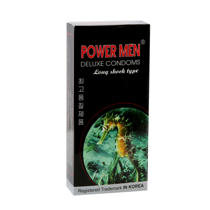 Bao Cao Su Cá Ngựa Đen Power Men Shock Type (H12) - Kéo Dài Quan Hệ - Có Gai Kích Thích - Che Tên Sản Phẩm