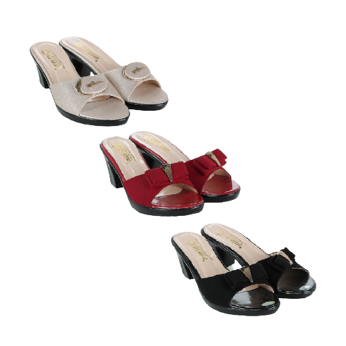 HJ7944-45-46 - Dép nữ thời trang Huy Hoàng đế vuông màu kem, đen, đỏ