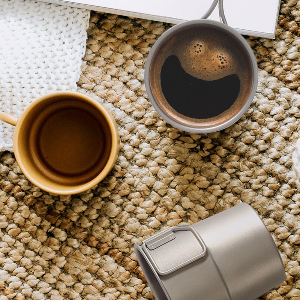 Ultralight 300ml Titanium Coffee Cup Tea Cup Water Mug with Foldable Handles for Home Outdoor Camping & Picnic