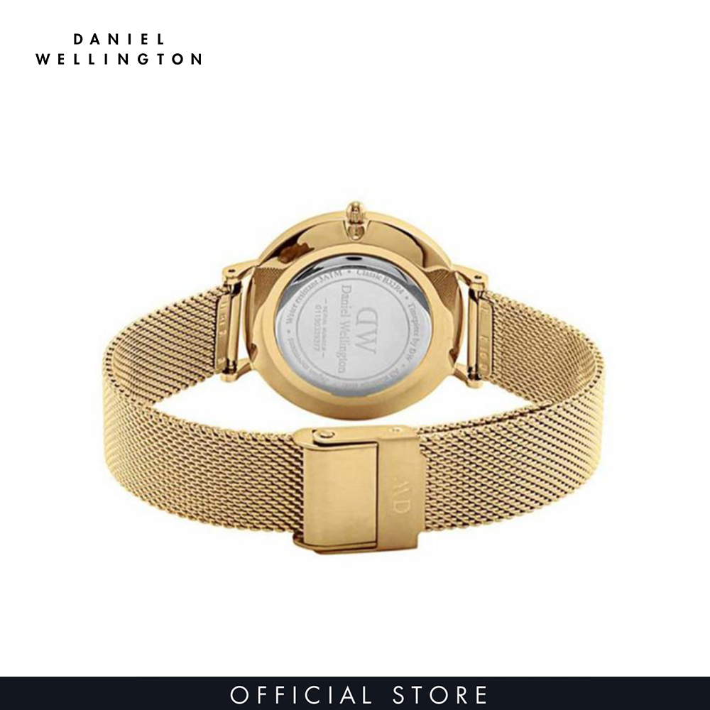 Đồng hồ Nữ Daniel Wellington dây lưới - Petite Evergold mặt đen - vỏ