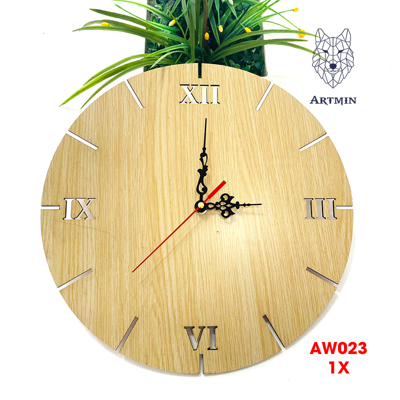 AW023 - Đồng Hồ Gỗ Treo Tường – Décor Trang Trí Số La Mã