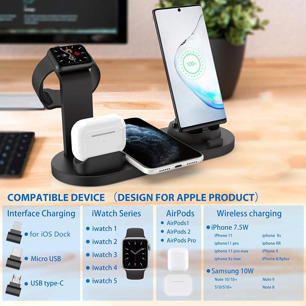 Wireless Charger 4-in-1 10W Fast Charging Stand for Apple Watch 5 4 3  Airpods Pro Station Dock For iPhone 11 XS XR X 8 | Tiki