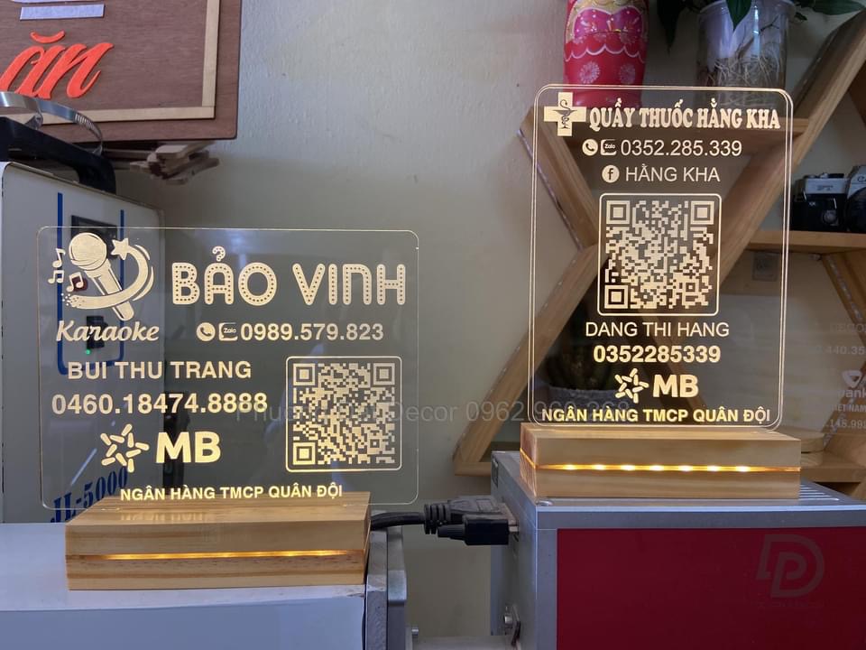 Logo shop - Bảng STK quét mã QR - Đèn led mica