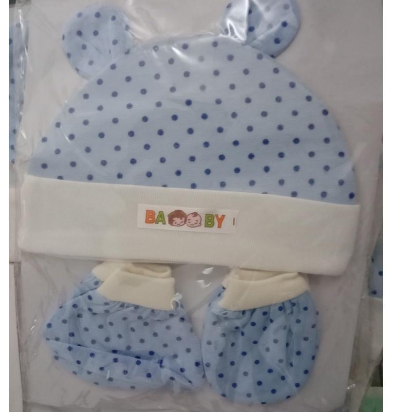 Set 5 món Mũ, Bao tay, Bao Chân nhiều màu cho bé sơ sinh 0-3 tháng tuổi