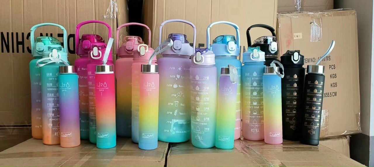 BỘ 3 BÌNH NƯỚC CHIA VẠCH NHẮC GIỜ