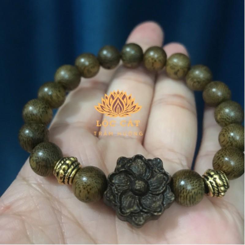 Vòng tay trầm hương tốc việt thơm lừng mix charm trầm hương Hồ lô/ thánh giá/ hoa mai