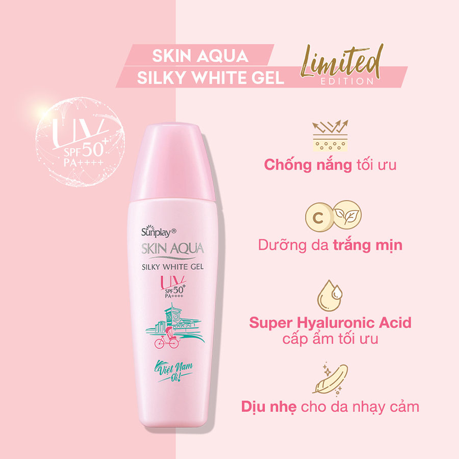 Gel chống nắng dưỡng da trắng mịn Sunplay Skin Aqua Silky White Gel Limited Edition SPF 50+ PA++++ (30g)