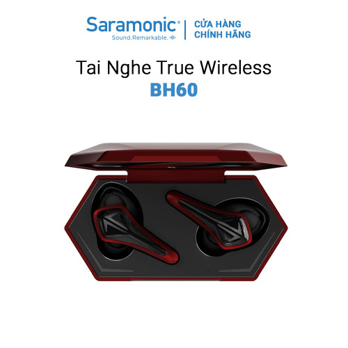 Tai Nghe Gaming True Wirelss Saramonic BH60 - Chơi Game/ Độ Trễ Thấp/ Kết nối Bluetooth 5.0 - Thời Lượng Sử Dụng Lên Đến 24 giờ/ Gọi 3 tiếng - Hàng Chính Hãng